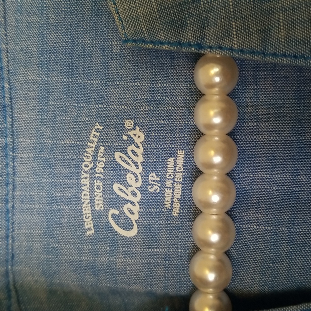 Cabela's Blue Denim Long Sleeve Chambray Shirt Dress Size Small Petite - Picture 6 of 12